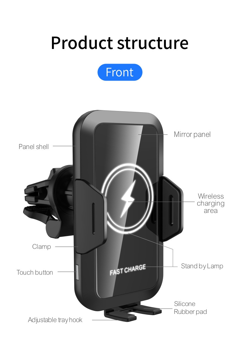 3 In 1 Qi Wireless Car Charger S21 S20 10w Fast Wireless Charger Car Mount Mobile Phone Holder