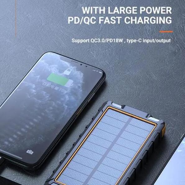 Solar Power Bank Dual USB 10000mAh Waterproof Battery Charger External Portable power bank for outdoor travel and adventure