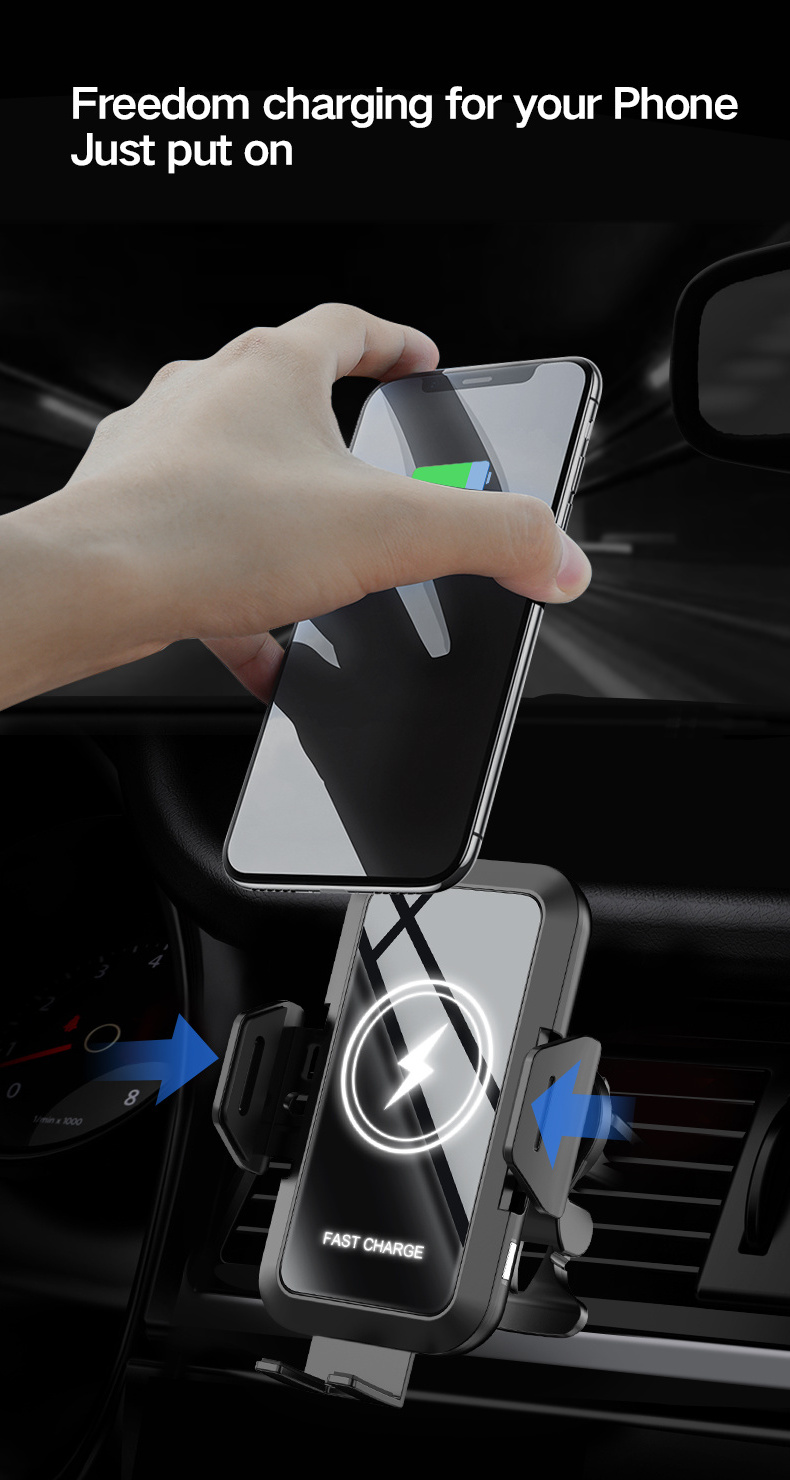 3 In 1 Qi Wireless Car Charger S21 S20 10w Fast Wireless Charger Car Mount Mobile Phone Holder