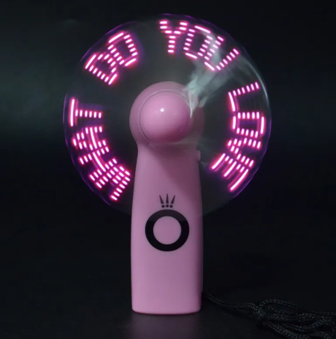 New Product Mini Portable Handy Led Custom Message Battery Fan,Programmable Led Display Handheld Electric Fan