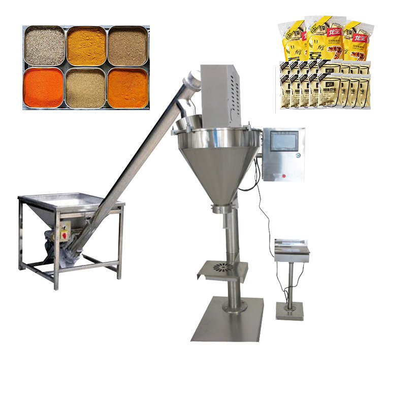 Auger semi automatic 1kg washing detergent coffee milk chili spice chilli seasoning bag flour powder filling packing machine