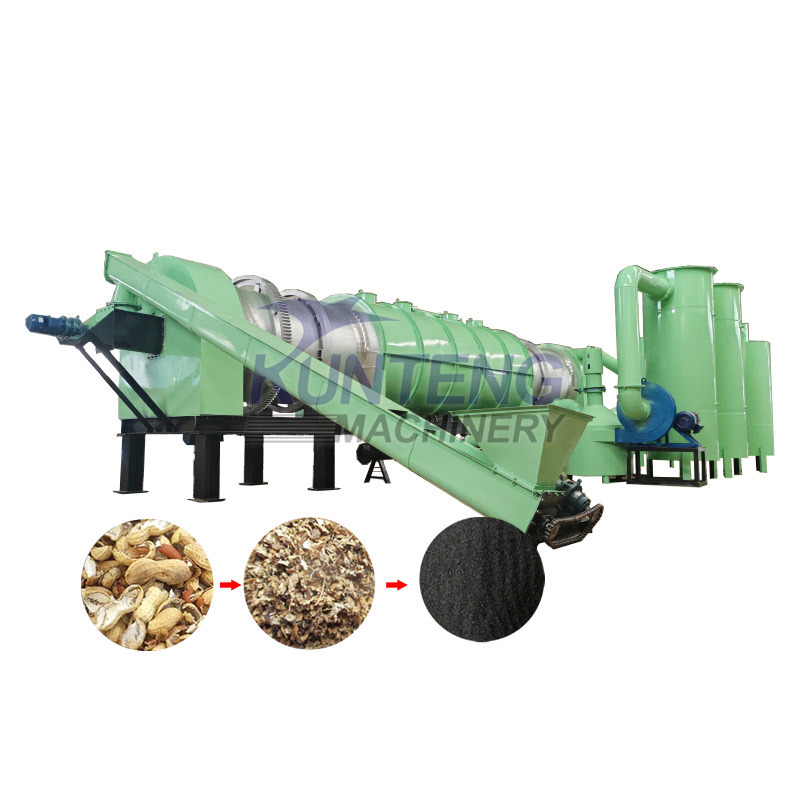 Rotary type wood carbonizing pyrolysis furnace sugarcane bagasse biochar making machine kiln price