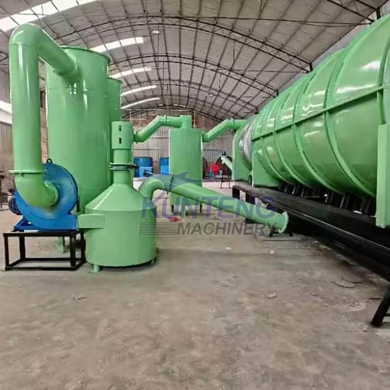 Rotary type wood carbonizing pyrolysis furnace sugarcane bagasse biochar making machine kiln price