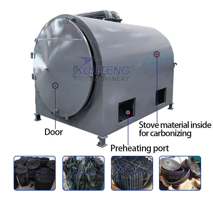 China High Capacity Industrial Smoke Free Sawdust Charcoal Carbonization Furnace Stove Kiln