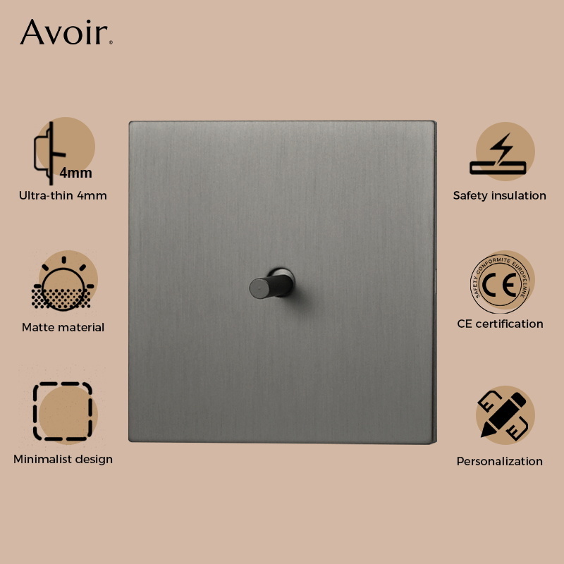 European UK French Usb Retro Vintage Lever Switches And Socket Matte Gray Stainless Steel Toggle Switch Light Wall Switches