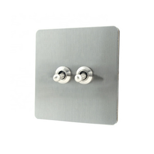 220v 2way 10a Silver Electrical Outlets Sockets For Home Nickel Brushed Panel Wall Switches Toggle Switch Light Switches