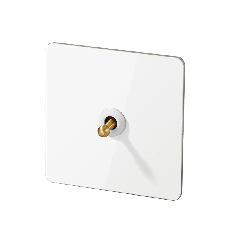 110 220v 2 Way Retro Vintage Metal Gold Brass Lever White Stainless Steel Panel Toggle Light Power Switch Wall Switches