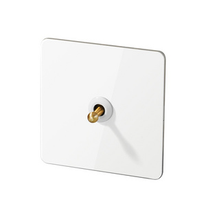 110 220v 2 Way Retro Vintage Metal Gold Brass Lever White Stainless Steel Panel Toggle Light Power Switch Wall Switches