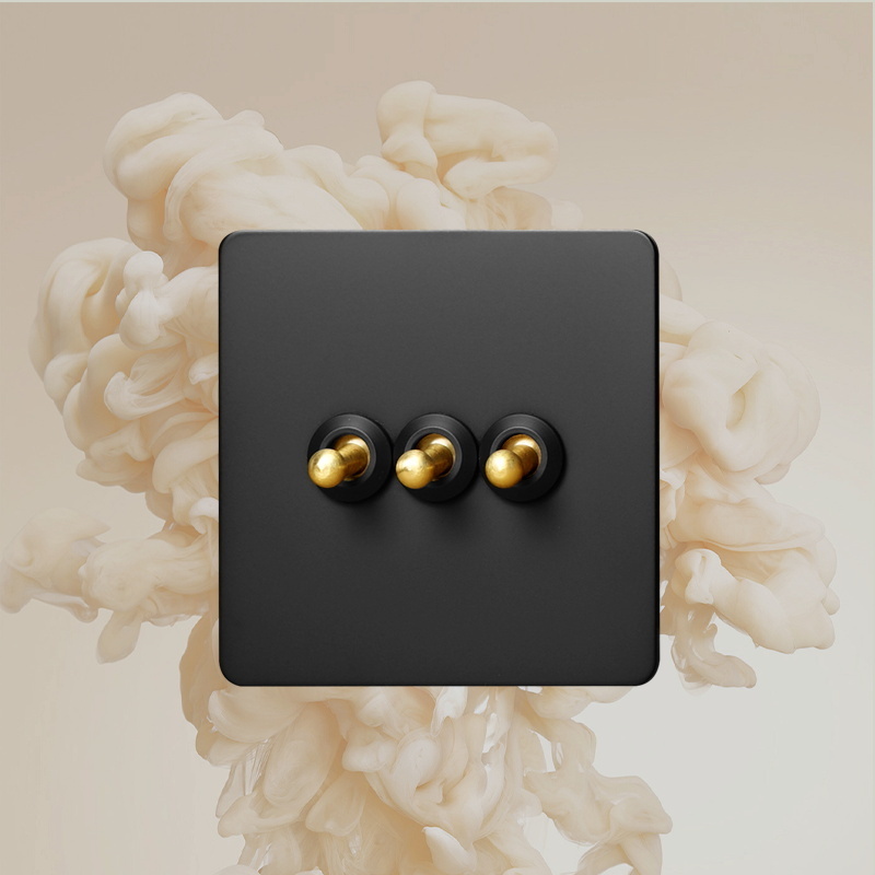 Power Switch 86 Concealed Vintage Retro Metal Gold Pure Brass Lever Black  Panel Toggle Switch Stainless Steel Light Switches