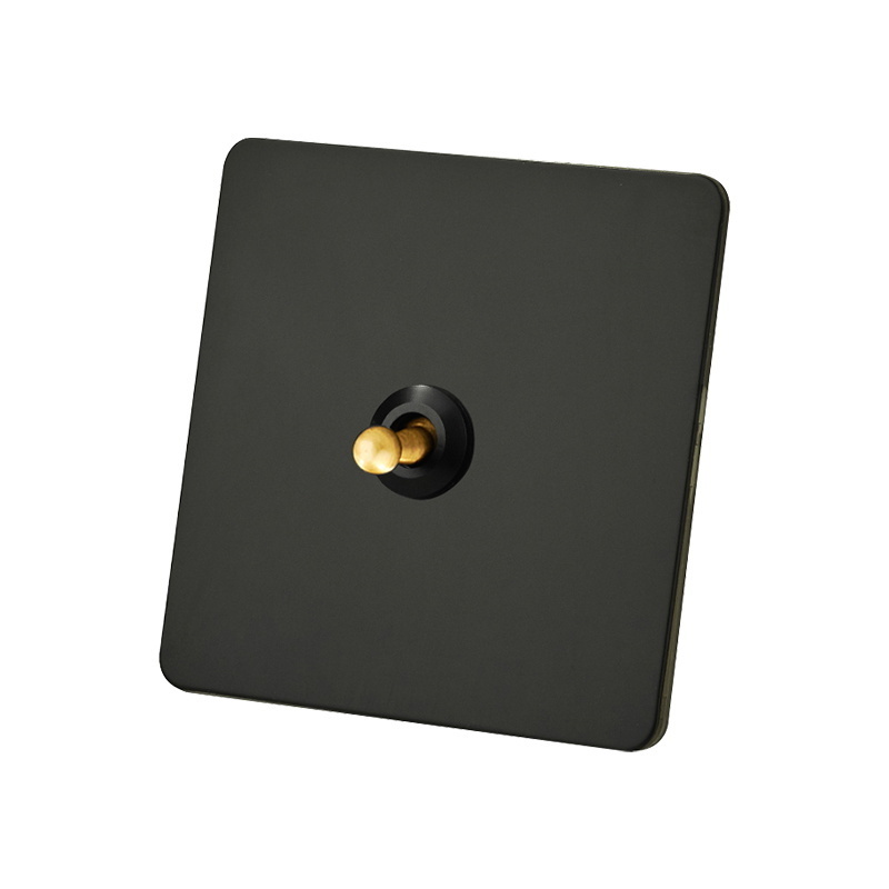 Power Switch 86 Concealed Vintage Retro Metal Gold Pure Brass Lever Black  Panel Toggle Switch Stainless Steel Light Switches