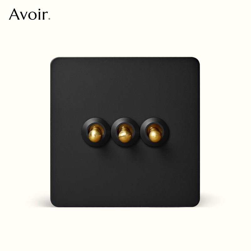 Power Switch 86 Concealed Vintage Retro Metal Gold Pure Brass Lever Black  Panel Toggle Switch Stainless Steel Light Switches