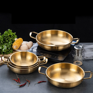 2022 Gold Nonstick Stainless Steel Skillet Frying Pan For Nordic Household Fancy Restaurant Spanish Seafood Paella Pot