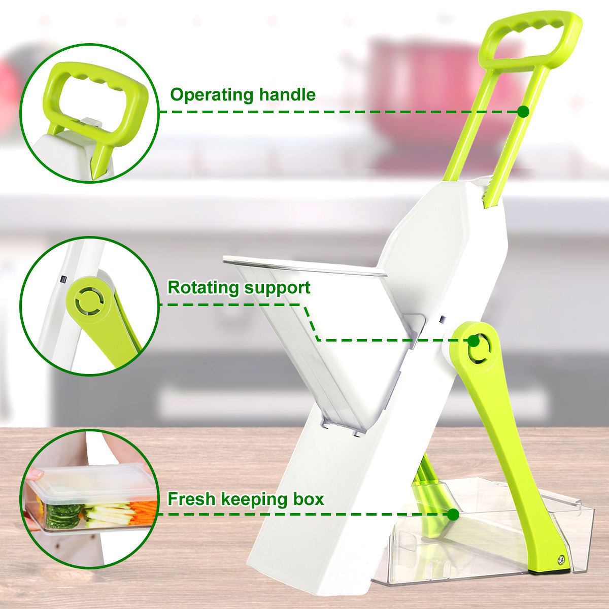 Vegetarian Restaurant Kitchen 4 Blade Hand Press Vegetable Mandoline Slicer Vertical Wire Cutter Quick Food Chopper