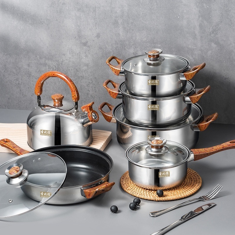 Wholesale 6 Piece Fry Pan stainless steel  sets cooking pot set non-stick cookware pot set pots and pans