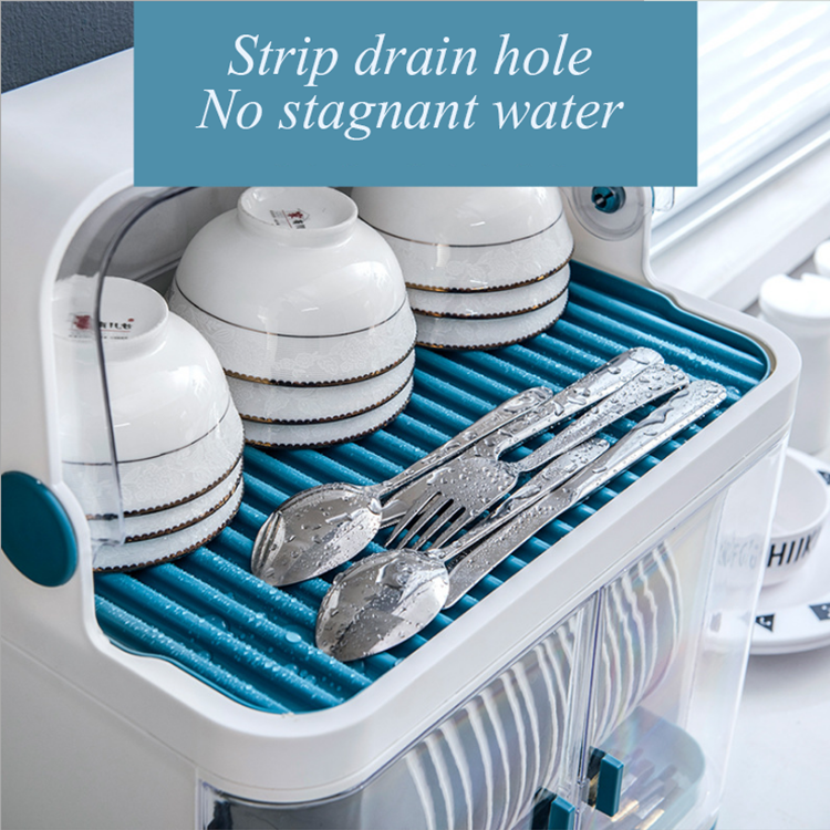 Hot Sale Plate Dish Bowl Cups Spoon Storage Rack Drainer Plastic Dish Drying Rack Kitchen Drying Drainer Dish Rack With Cover