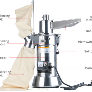 HANBOO Nut Flour Mill Mini Powder Grinder Spice Pulverizer Vertical Type Stagewise Grain Spice Mill Pulverizer 2 Hammer