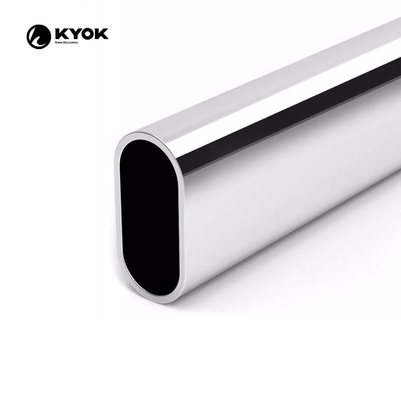 KYOK Factory Direct Iron Wardrobe Closet Hanging Rail Tube Rod Holder Support High Adjustable Wardrobe Chrome Tube