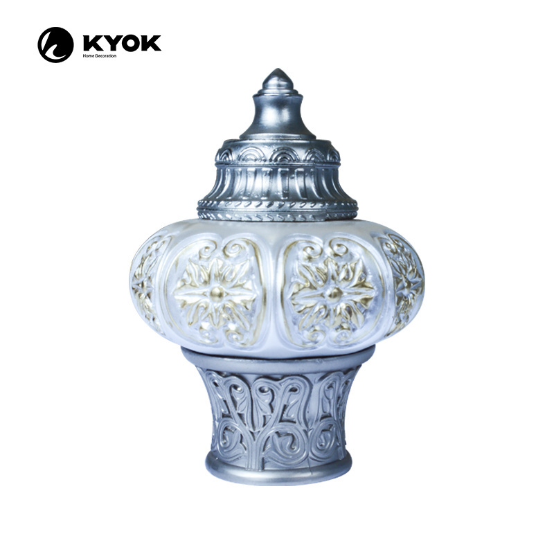 Kyok classic resin curtain finials double brackets iron curtain rod sets