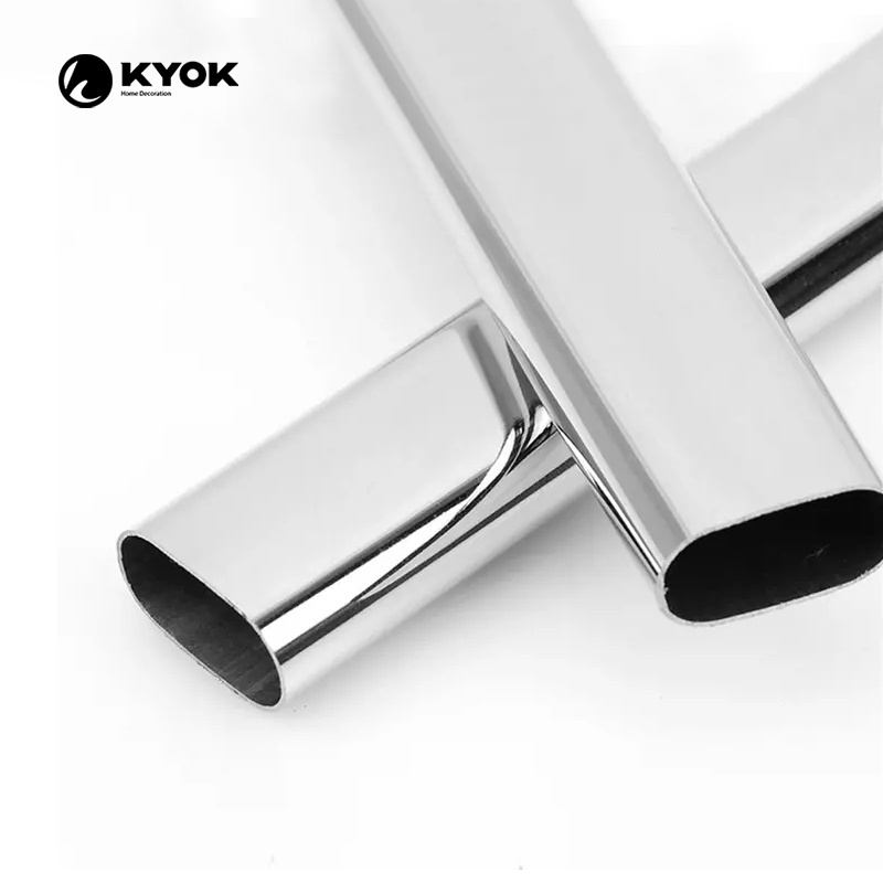 KYOK Factory Direct Iron Wardrobe Closet Hanging Rail Tube Rod Holder Support High Adjustable Wardrobe Chrome Tube