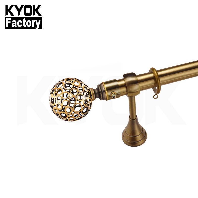 KYOK 2020 home decor curtain poles tracks accessories hollow out iron curtain rod set