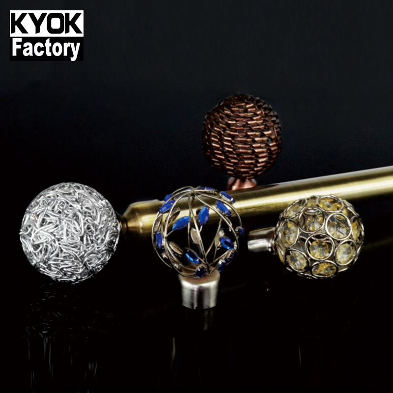 KYOK 2020 home decor curtain poles tracks accessories hollow out iron curtain rod set