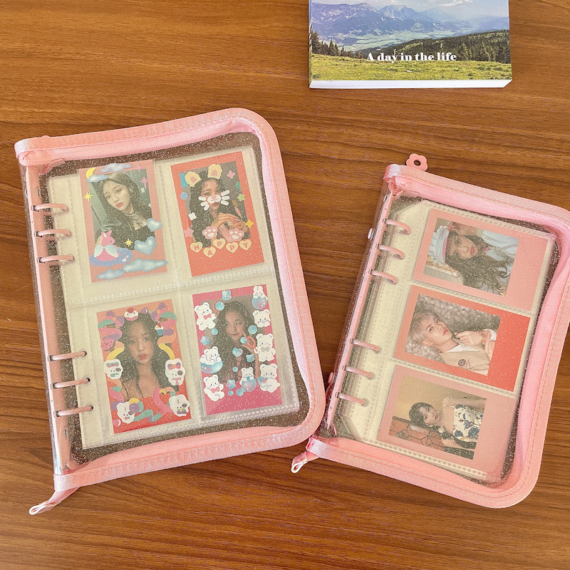 LABON A5 A6 Zipper PVC Binder Photocards Collect Book Postcards Organizer Journal Notebook With 10PCS Sleeves School Stationery