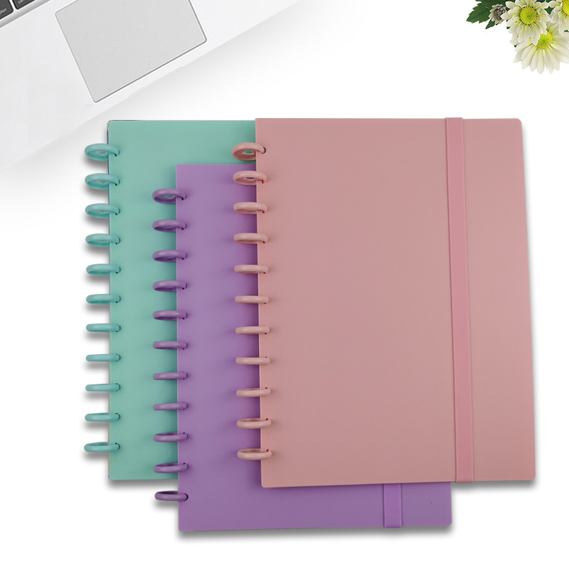 LABON Small Fresh New Design Eco-Friendly Waterproof PP Macaron Double Spiral Coil Notebooks With Elastic Band