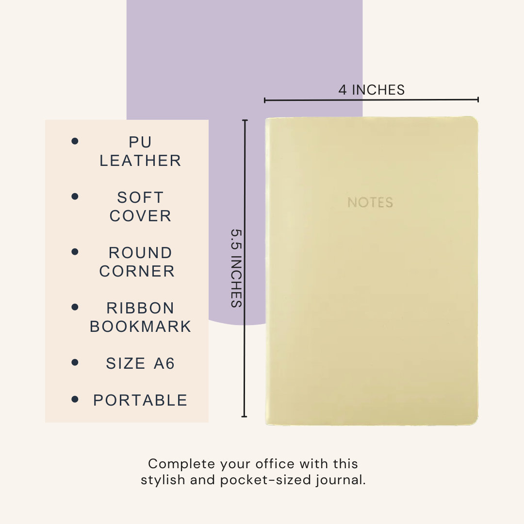 LABON Pastel Soft Pu Leather Cover Portable Diary Lined Paper Stationery A6 Aesthetic Journal Notebook