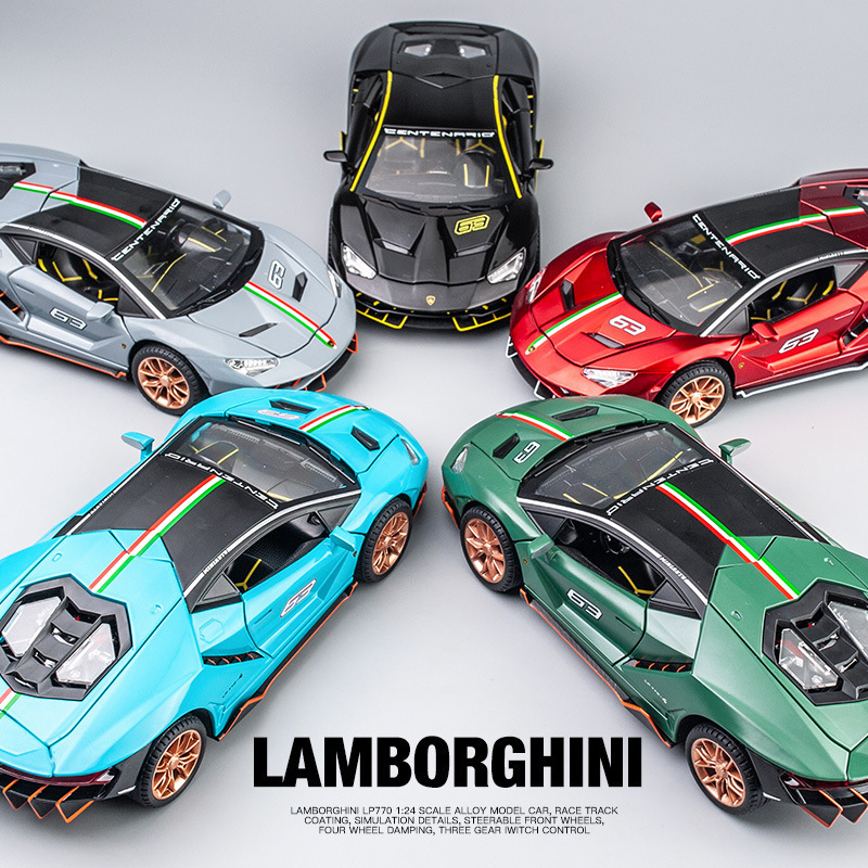 Hot selling 1:24 Lamborghini LP770 sports car alloy car model sound and light return male toy car model ornament collection