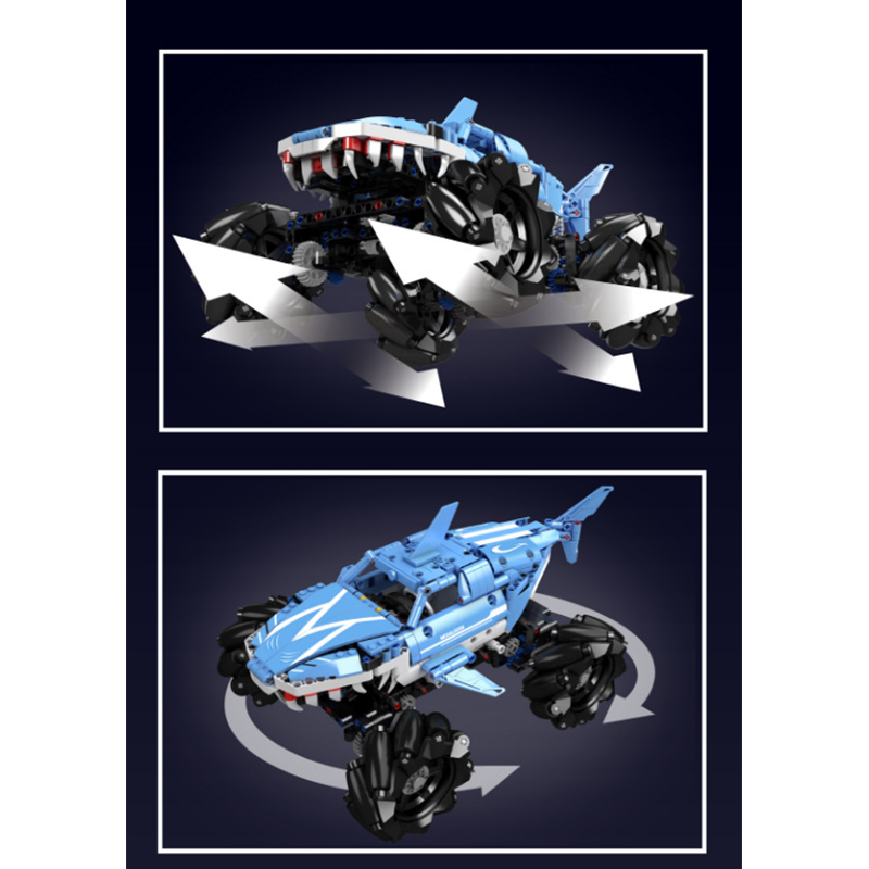 Hot LaiNan Mould King 18032 786PCS Monster Giant Toothed Shark Truck Car series Building block puzzle toy holiday gift