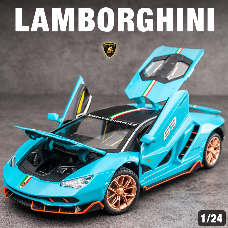 Hot selling 1:24 Lamborghini LP770 sports car alloy car model sound and light return male toy car model ornament collection