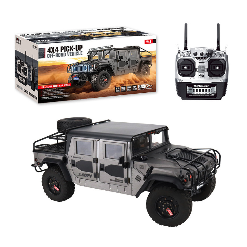 LaiNan P415A PRO 1:10 Full Scale Metal H1 Pickup RC Car Light Sound Winch Smoke Remote Control Car