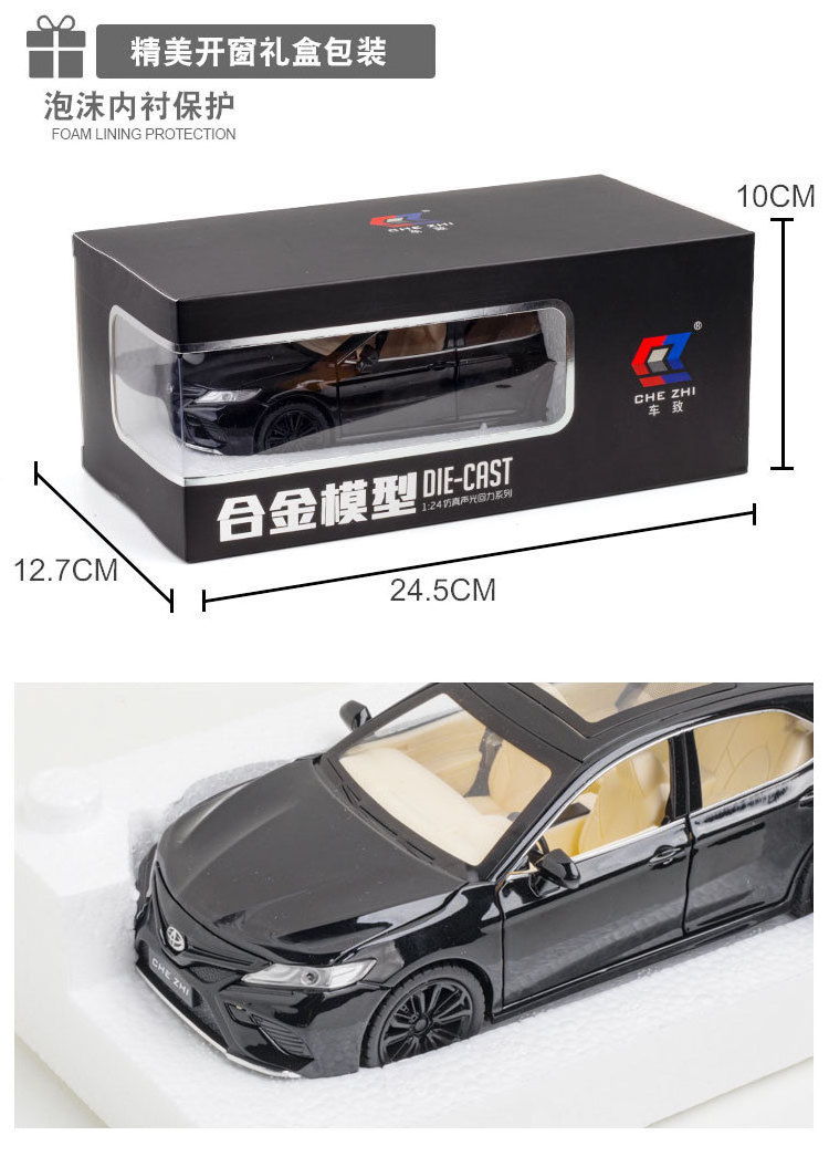 Diecast model cars 1:24 Toyota Camry with sound and light pullback Wheels Movable decorate ornament metal car model toys car