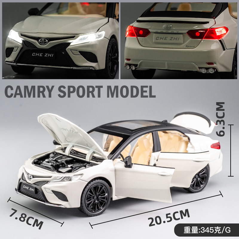 Diecast model cars 1:24 Toyota Camry with sound and light pullback Wheels Movable decorate ornament metal car model toys car