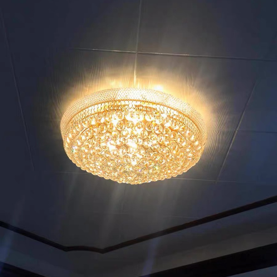 Modern Luxury  Flush Mount Ceiling Light Round Ceiling Mounted Lighting Pendant Lights Crystal Chandelier For Living Room