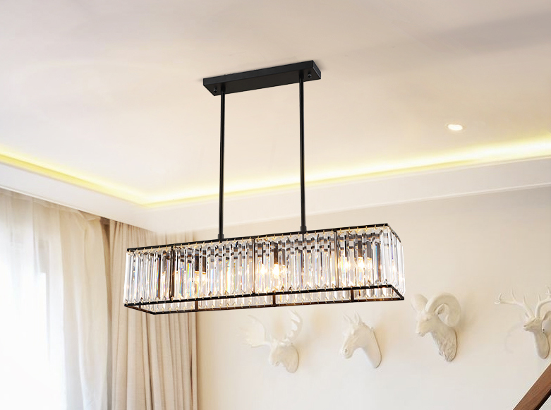 American Style  Rectangle Chandelier Modern crystal Pendant Lighting Fixture