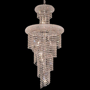 deluxe luxury Led spiral long drop hollow crystal stair stairwell chandelier ceiling pendant light