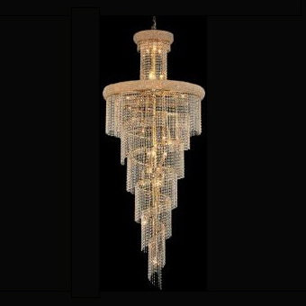 deluxe luxury Led spiral long drop hollow crystal stair stairwell chandelier ceiling pendant light