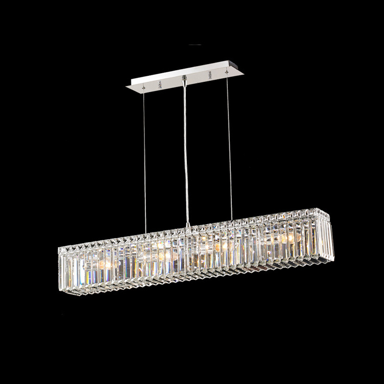 Modern 8-Light Rectangle Crystal Chandelier Ceiling Light Fixture Flush Mount Light Fixture For Living Room