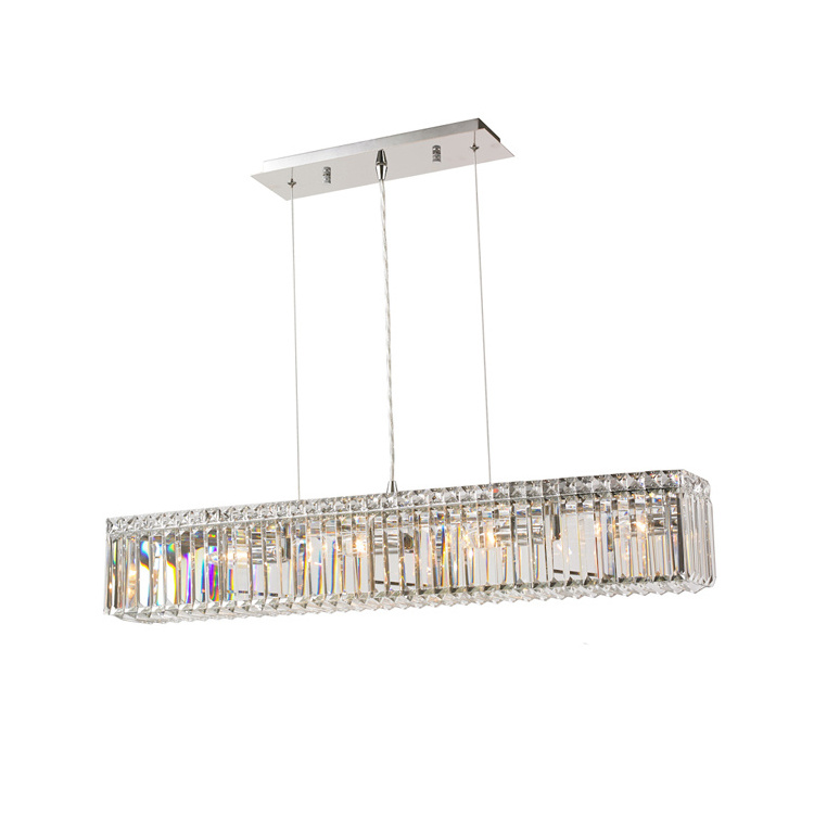 Modern 8-Light Rectangle Crystal Chandelier Ceiling Light Fixture Flush Mount Light Fixture For Living Room