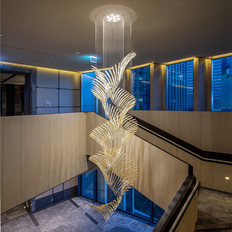 Modern Spiral Crystal Chandelier American Big Long Chandeliers Lights Fixture European Stairway Hall