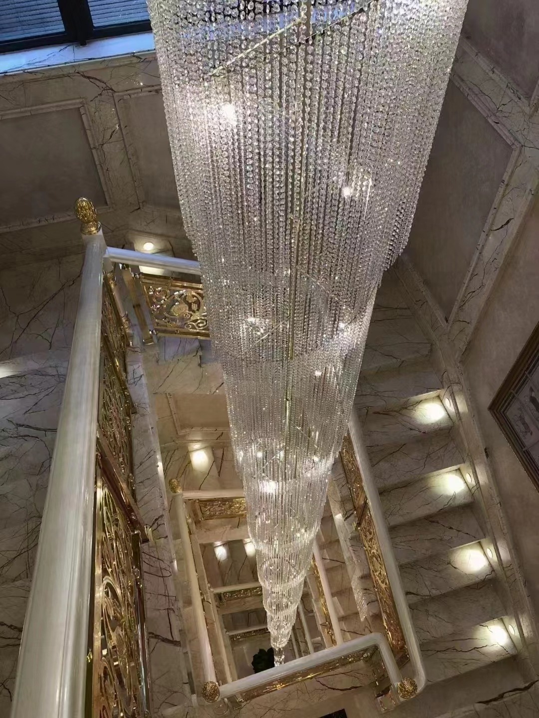 Modern Spiral Crystal Chandelier American Big Long Chandeliers Lights Fixture European Stairway Hall