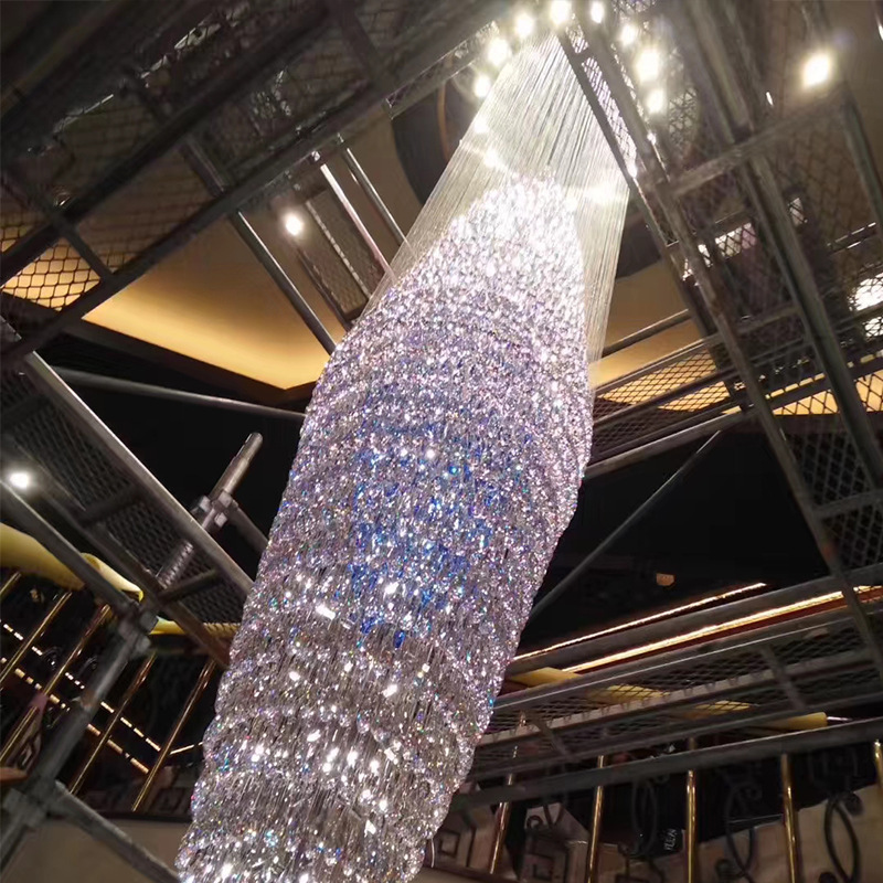 Modern Spiral Crystal Chandelier American Big Long Chandeliers Lights Fixture European Stairway Hall