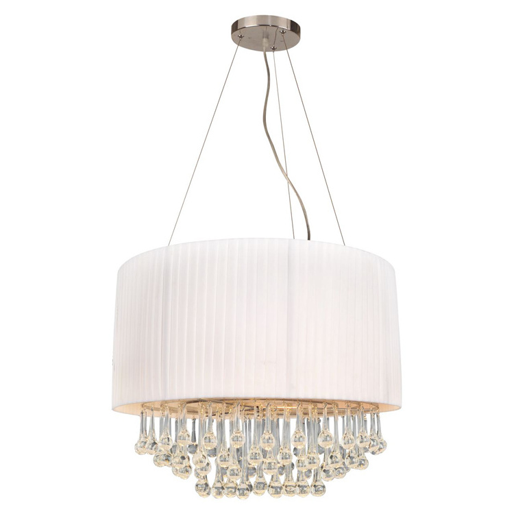 Modern Crystal Chandelier Drum Shade Hanging Lamp Fixture Pendant Ceiling Light