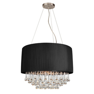 Modern Crystal Chandelier Drum Shade Hanging Lamp Fixture Pendant Ceiling Light