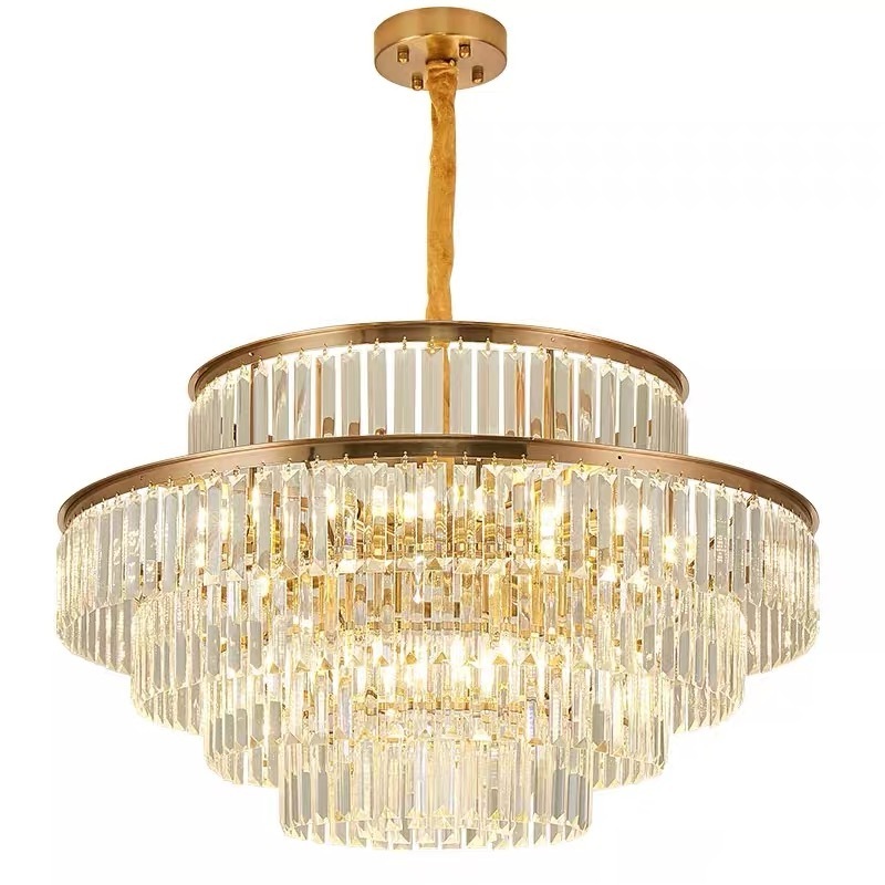 Crystal Chandelier Lighting Foyer Hall Entry Way Chandeliers Light Fixture for High Ceiling Sloped Pendant Hanging