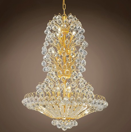 Antique Gold Big lighting Dubai Hanging Hotel Luxury Energy saving Crystal Chandelier Light For Foyer Entryway