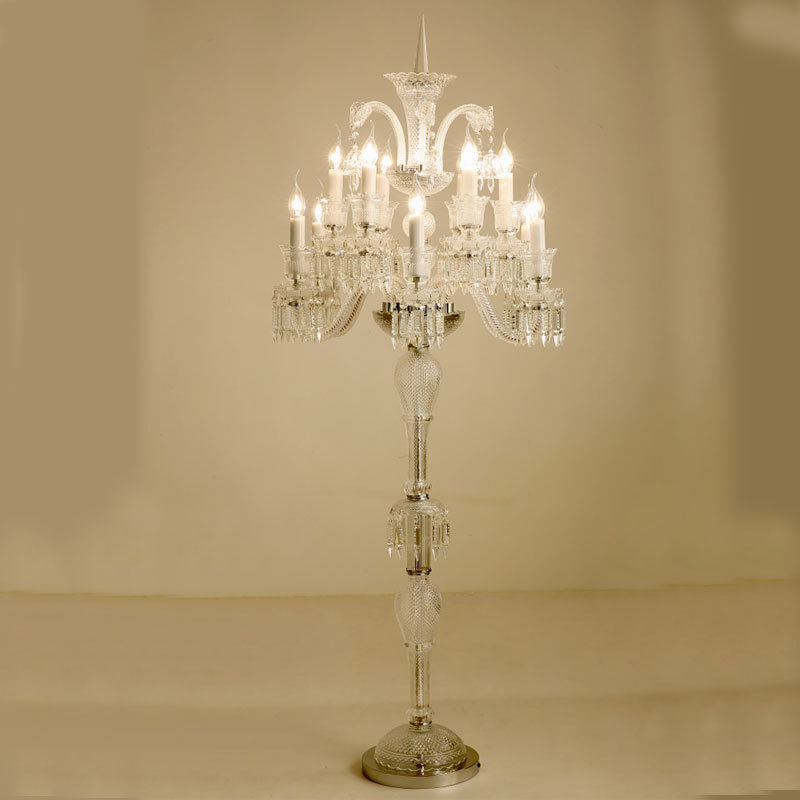 Wholesale beautiful 9 arm crystal candelabra floor lamp for wedding