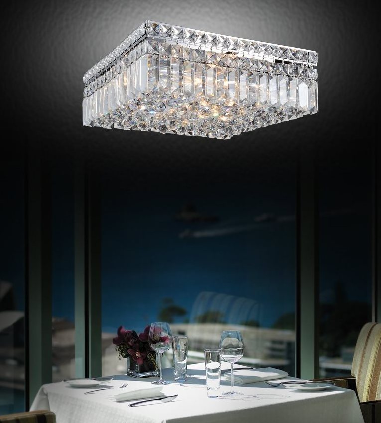 Rectangular crystal ceiling light LED Flush Mounted Bedroom Dining Room chandelier