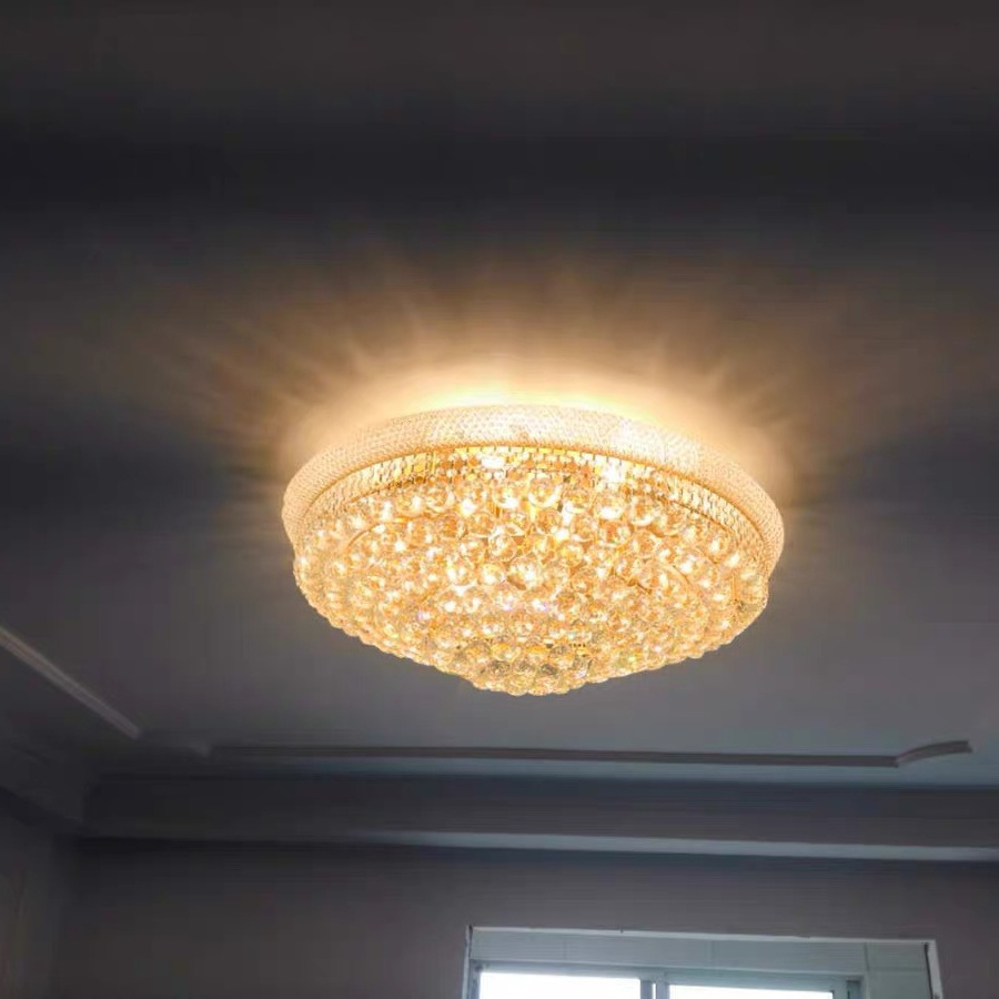 Modern Luxury  Flush Mount Ceiling Light Round Ceiling Mounted Lighting Pendant Lights Crystal Chandelier For Living Room